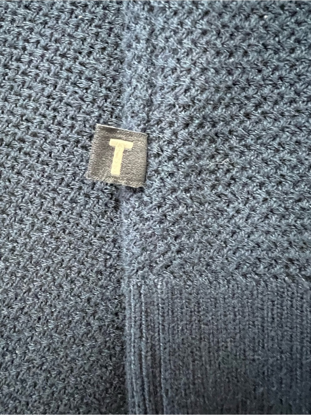 Ted Baker London Navy Textured Knit Resort Vacation Short Sleeve Polo Shirt - Picture 6 of 13